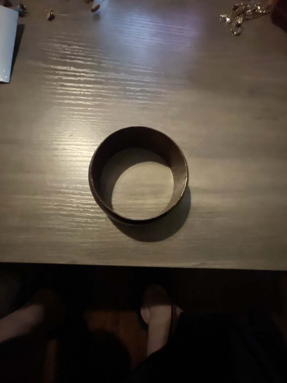 Vintage Wooden Bangle Bracelet Dark Brown Wood Grain